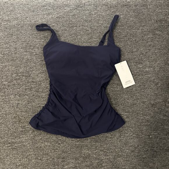 Athleta Women Square Neck Bra Cup Tankini Top Swimwear Navy Size 34D/DD - Picture 1 of 4